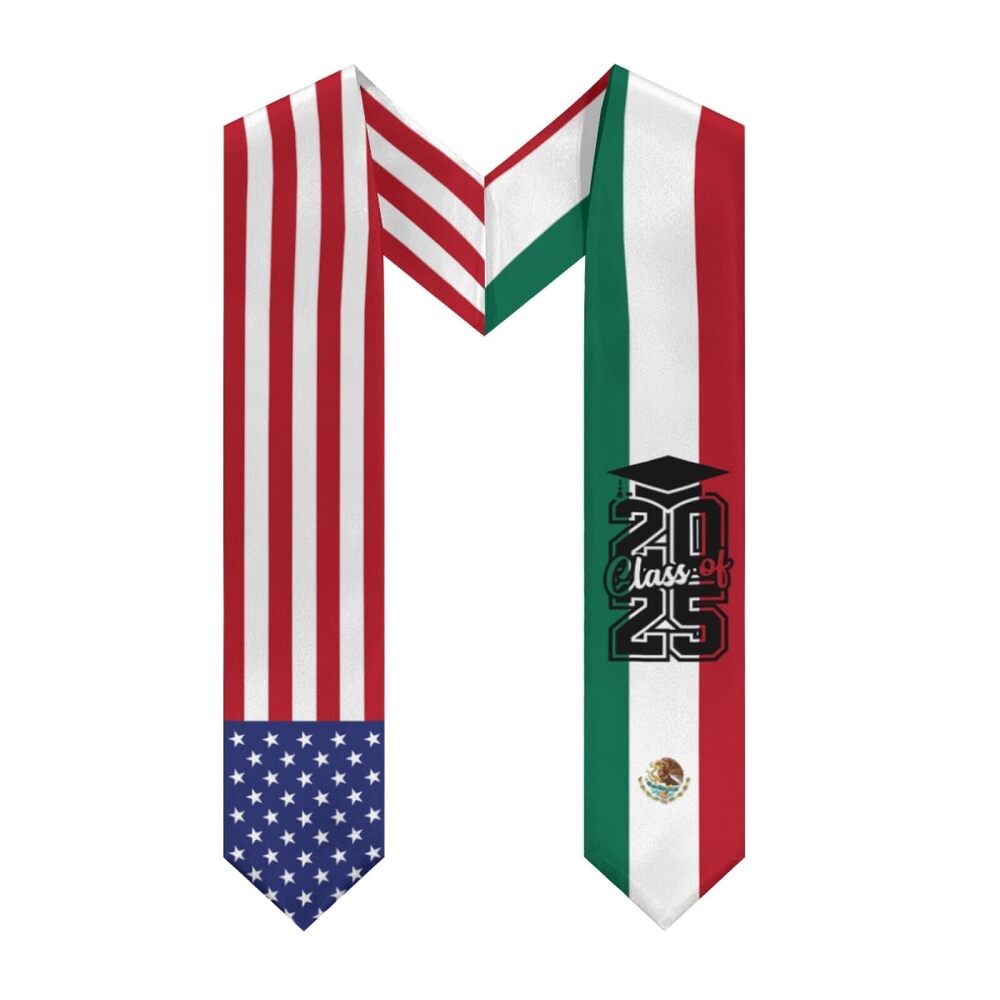3892 Class of 2025 Mexican Serape Graduation Sash - Mexico and American